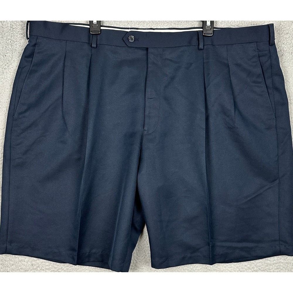 Paul Fredrick Shorts Mens 48 Navy Doule Pleated Dress Performance Chino Golf